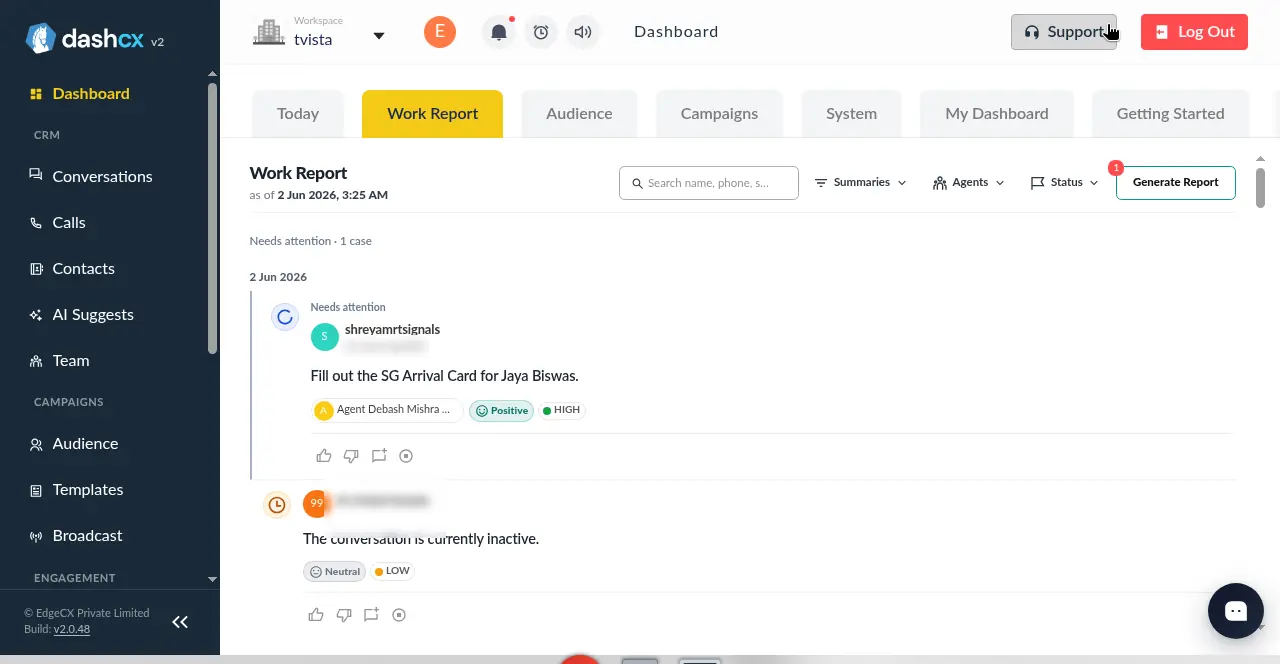 Searchable work report in Original